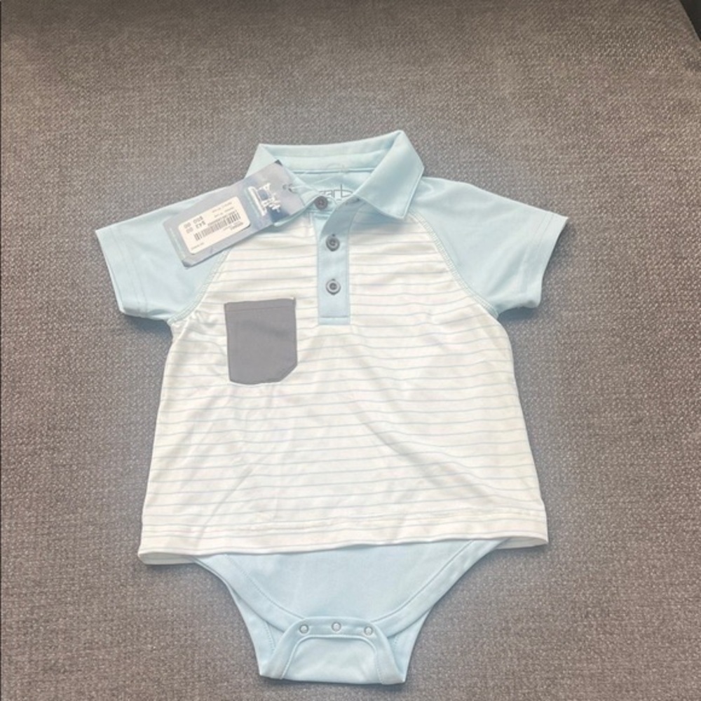 Sky Blue and Gray Kids Polo Bodysuit